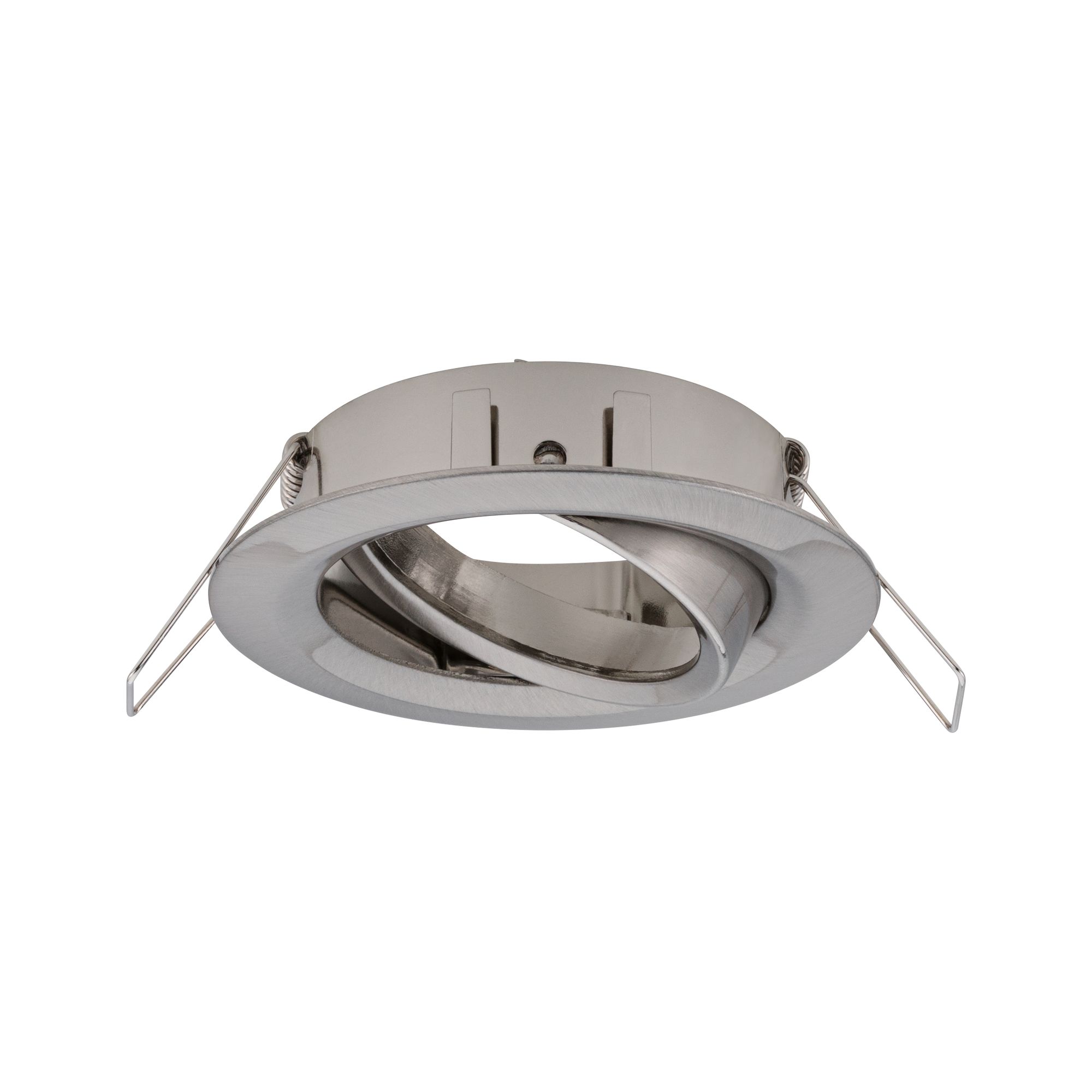 Round recessed spotlight in brushed stainless steel silver with adjustable inner ring for LED lamps