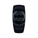 Black plastic remote control with power, brightness buttons and four memory presets