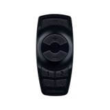 Télécommande noire en plastique avec boutons marche/arrêt, luminosité et quatre mémoires