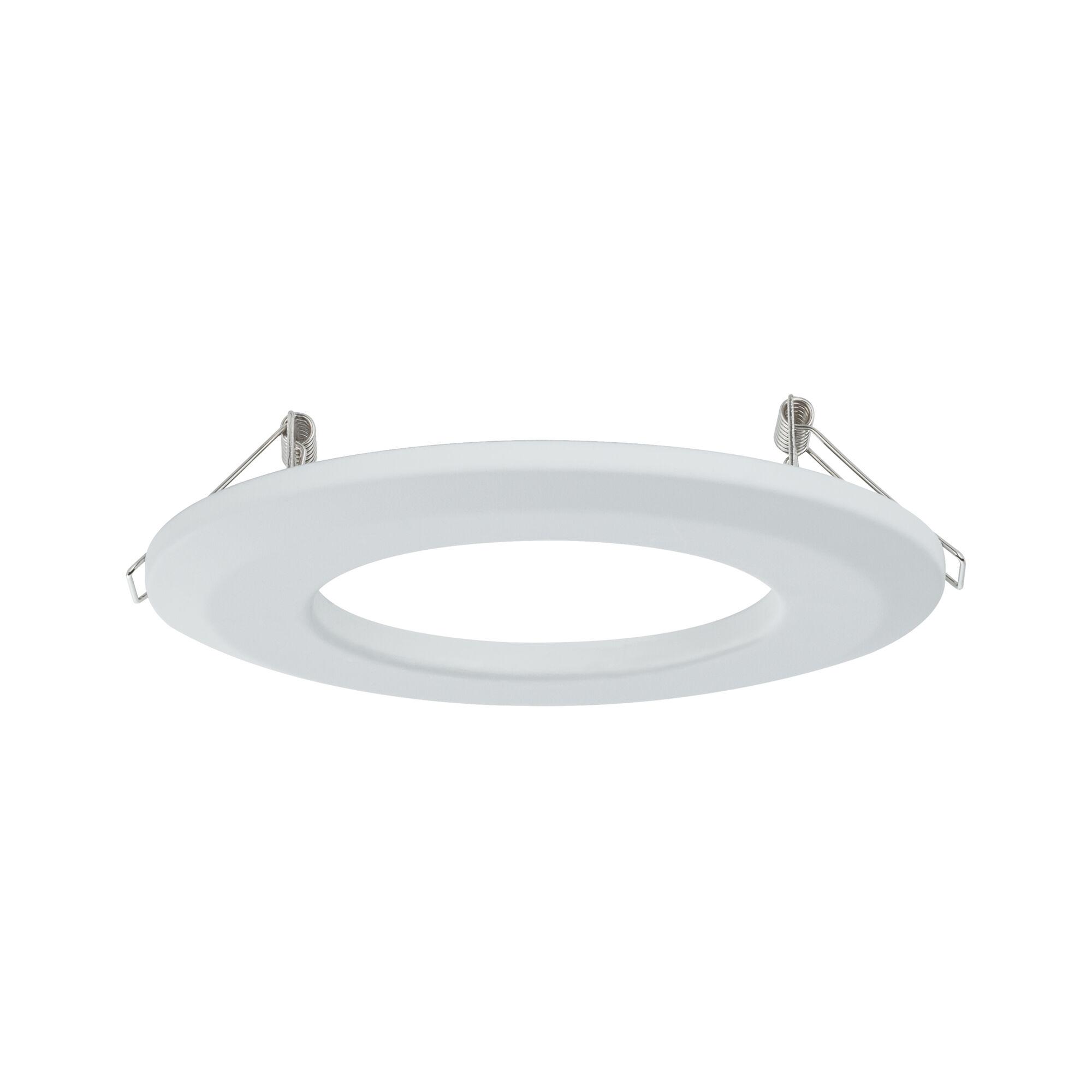 Round white plastic recessed frame with metal springs for LED ceiling lights installation