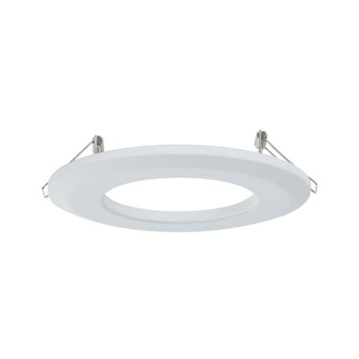 Round white plastic recessed frame with metal springs for LED ceiling lights installation
