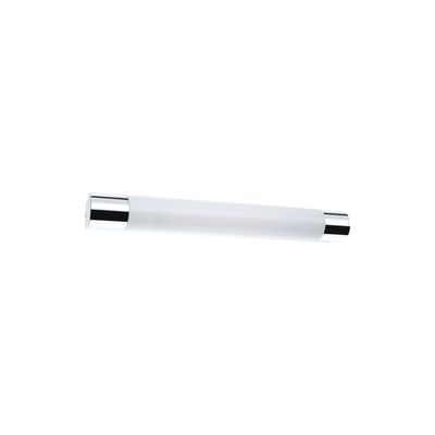 Moderne LED-Wandleuchte mit weißem Glas und chromfarbenen Endkappen für stilvolle Innenbeleuchtung