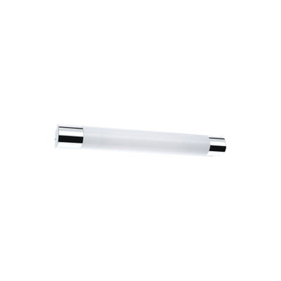 Moderne LED-Wandleuchte mit weißem Glas und chromfarbenen Endkappen für stilvolle Innenbeleuchtung