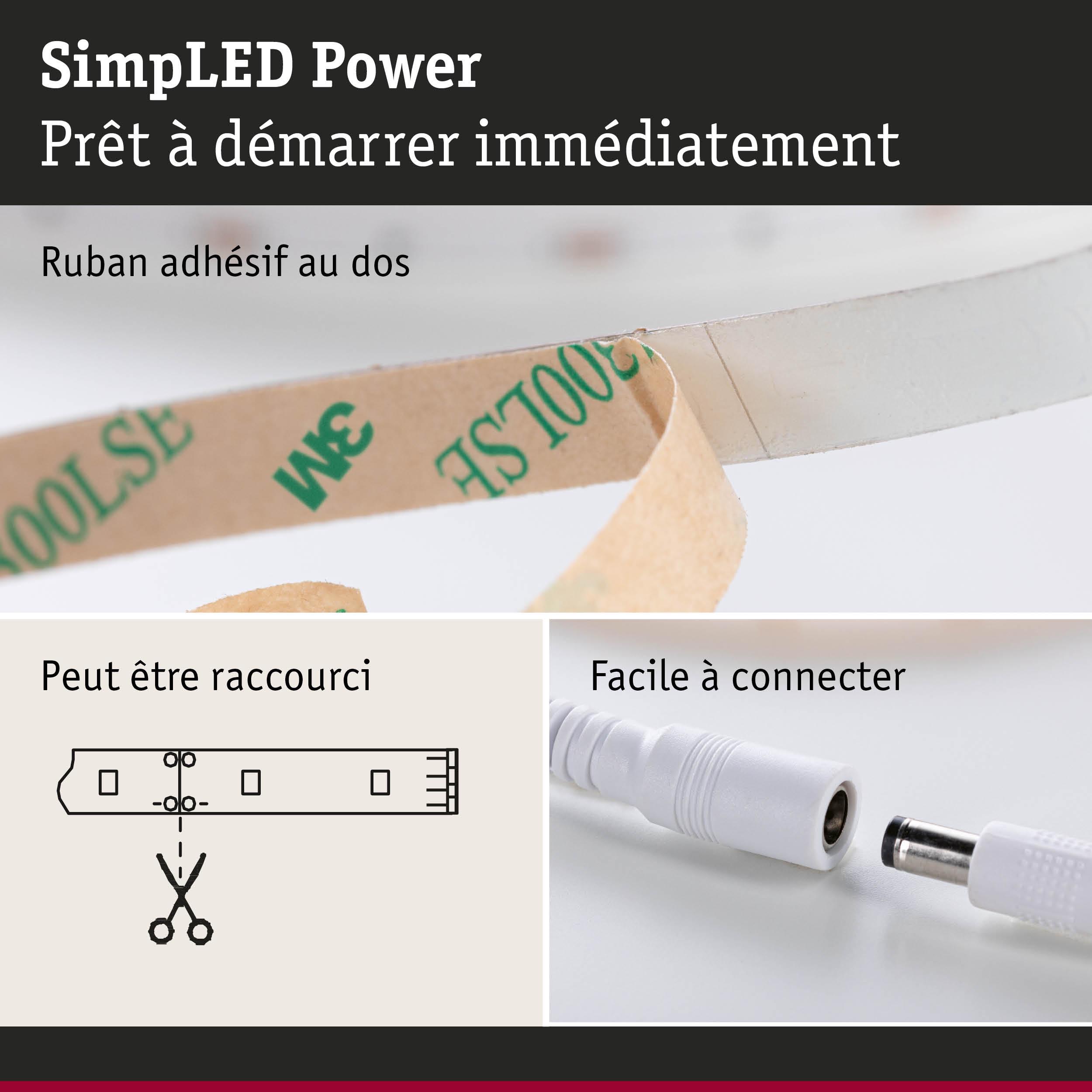 Bande LED avec ruban adhésif 3M, peut être raccourcie et facile à connecter pour éclairage LED