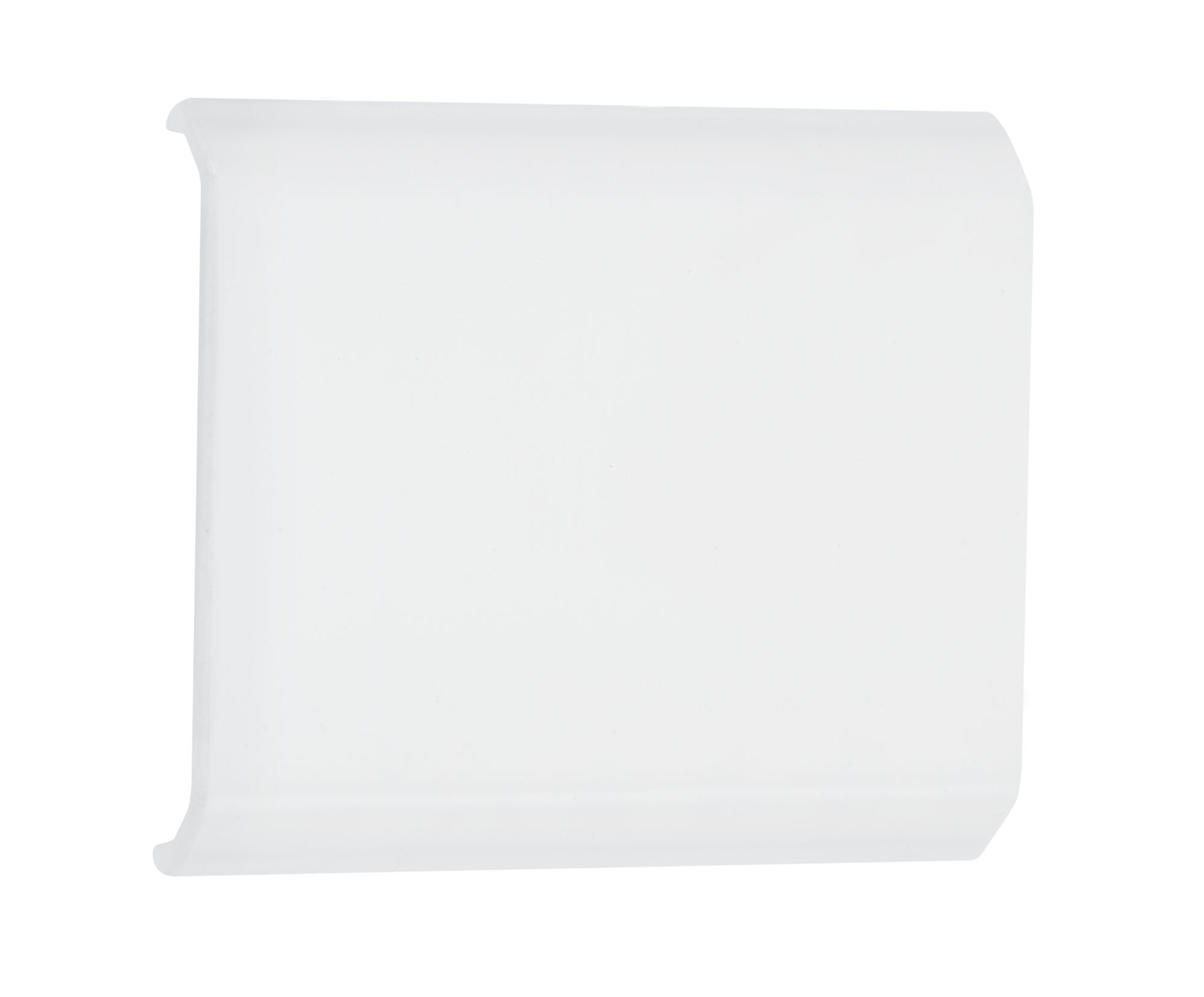 White plastic cover for LED light, rectangular with rounded edges, designed for light diffusion.