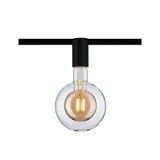 Modern LED bulb with clear glass and black socket for track lighting systems