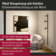 Schwarze URail Schienenbeleuchtung mit Schalter an der Wand als stilvolle Alternative zu Stehleuchten