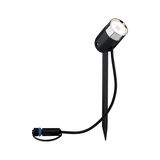 Zwarte LED-tuinschijnwerper met grondpen en kabel voor buitenverlichting en landschapsverlichting