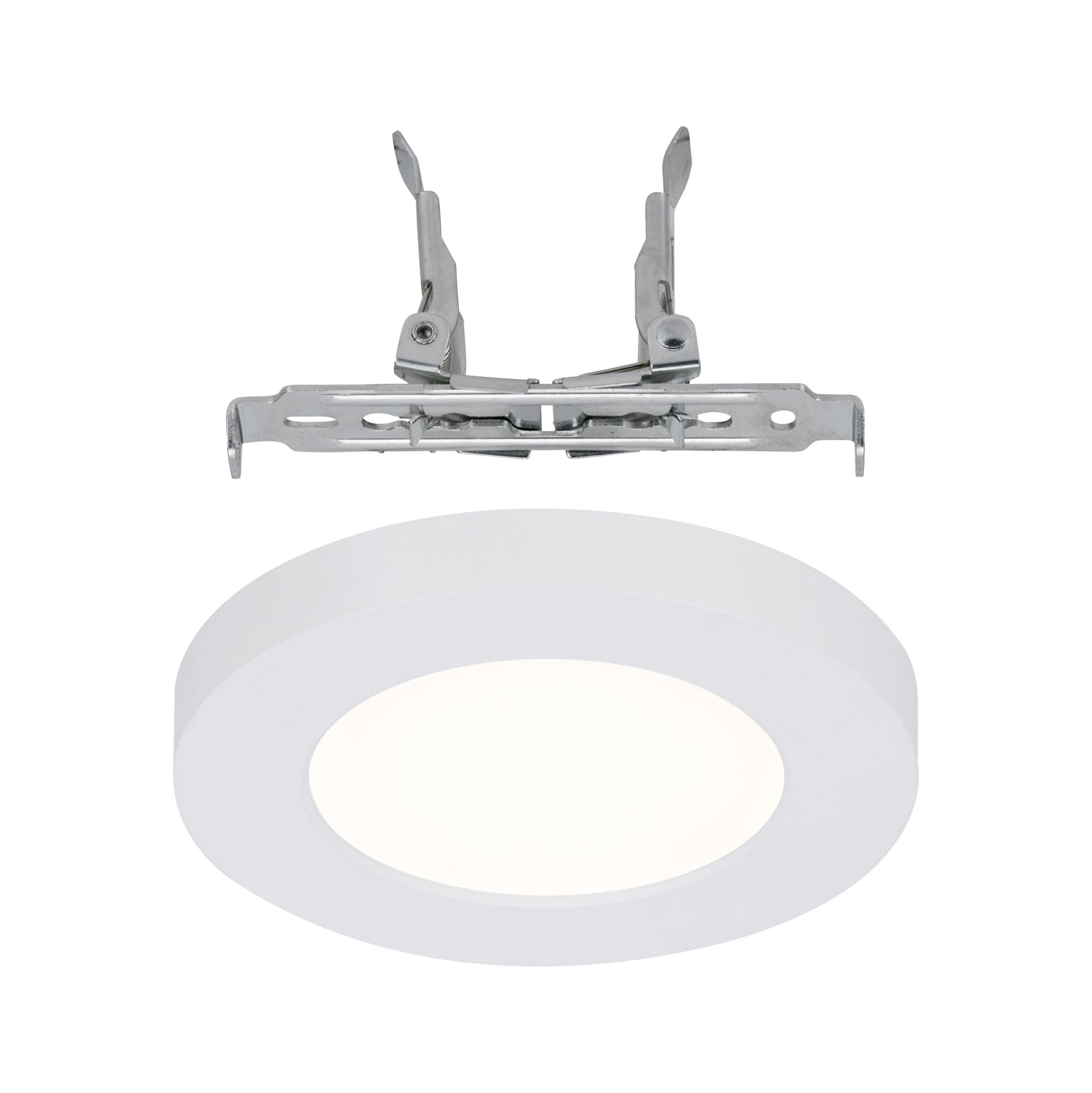 Round white LED recessed panel with metal mounting for energy-efficient ceiling lighting