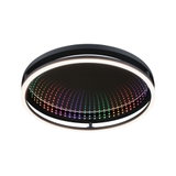 Plafonnier LED rond noir avec points lumineux RGB et anneau lumineux blanc pour éclairage moderne