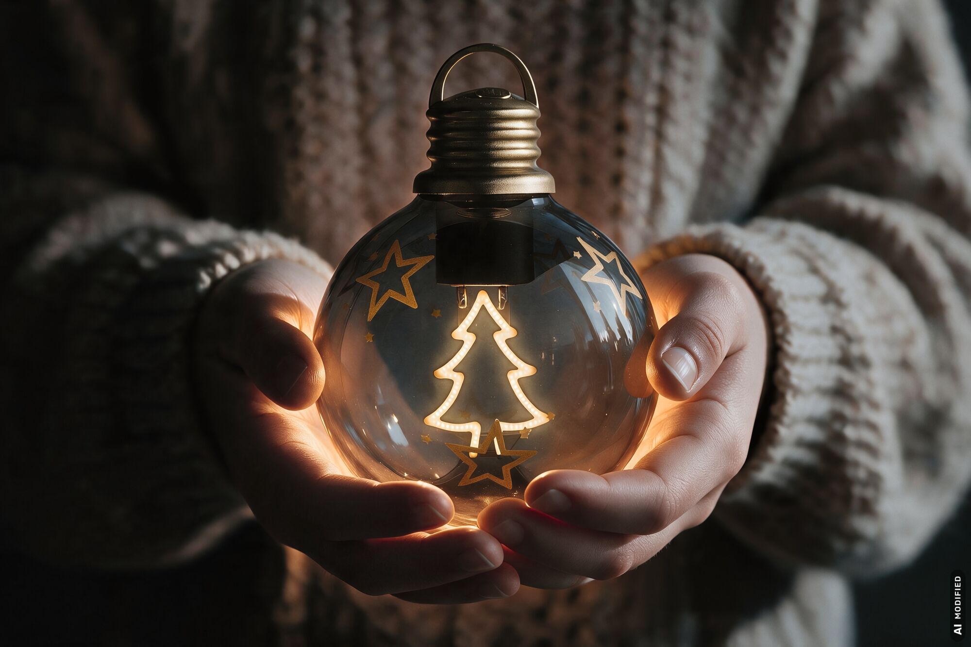 Batterijlamp Kerstbal Tree Bruin, Goud 100mm 2200K