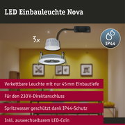 LED Einbauleuchte 3-Step-Dim Nova Coin Basisset starr IP44 rund 78mm Coin 3x6W 3x470lm 230V dimmbar 2700K Alu gedreht