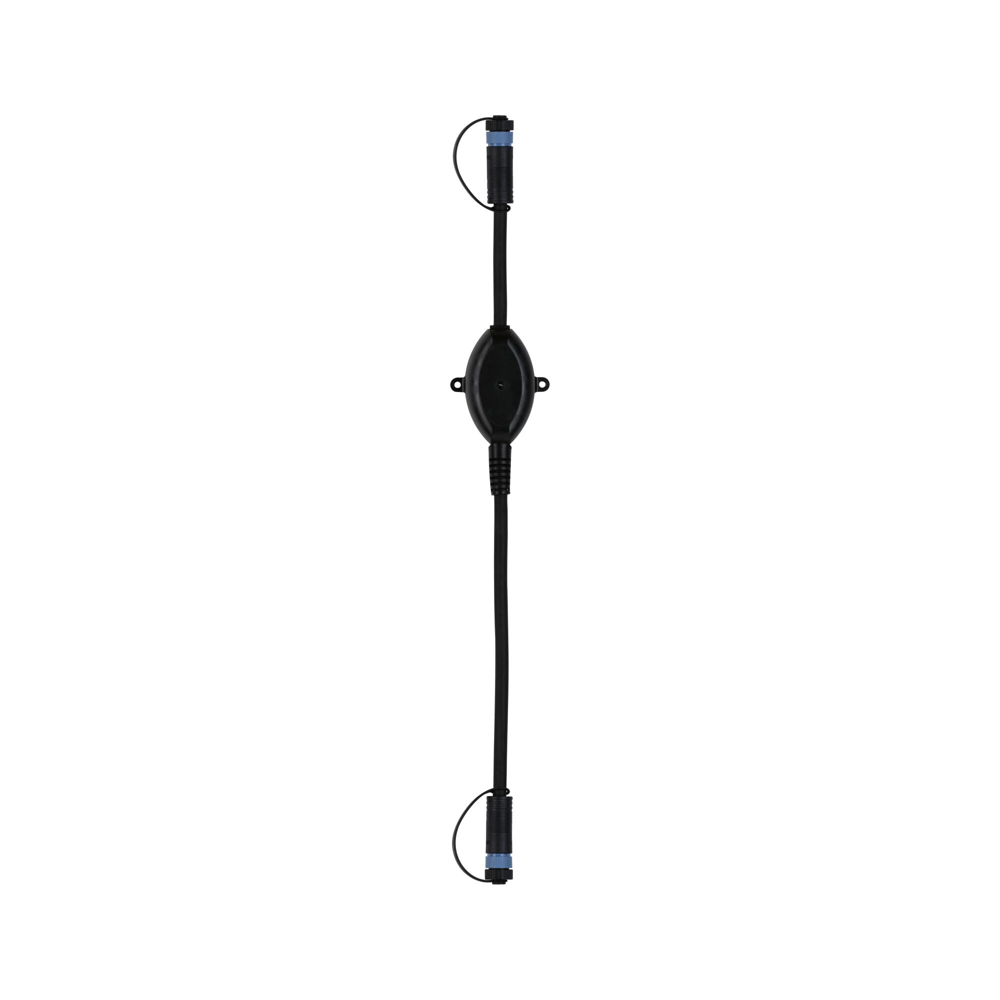 Câble de connexion noir avec deux prises et boîtier central pour systèmes d'éclairage LED