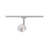 White metal LED spotlight on track system for flexible room lighting