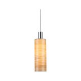 Modern pendant light with light wood shade and chrome holder for stylish room lighting