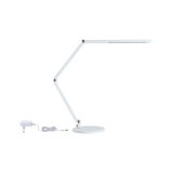 Witte LED-bureaulamp met verstelbare arm en ronde voet, energiezuinige tafellamp