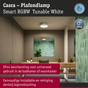Casca plafondlamp wit met IP44 bescherming, slimme RGBW dimbare verlichting voor badkamer of woonkamer