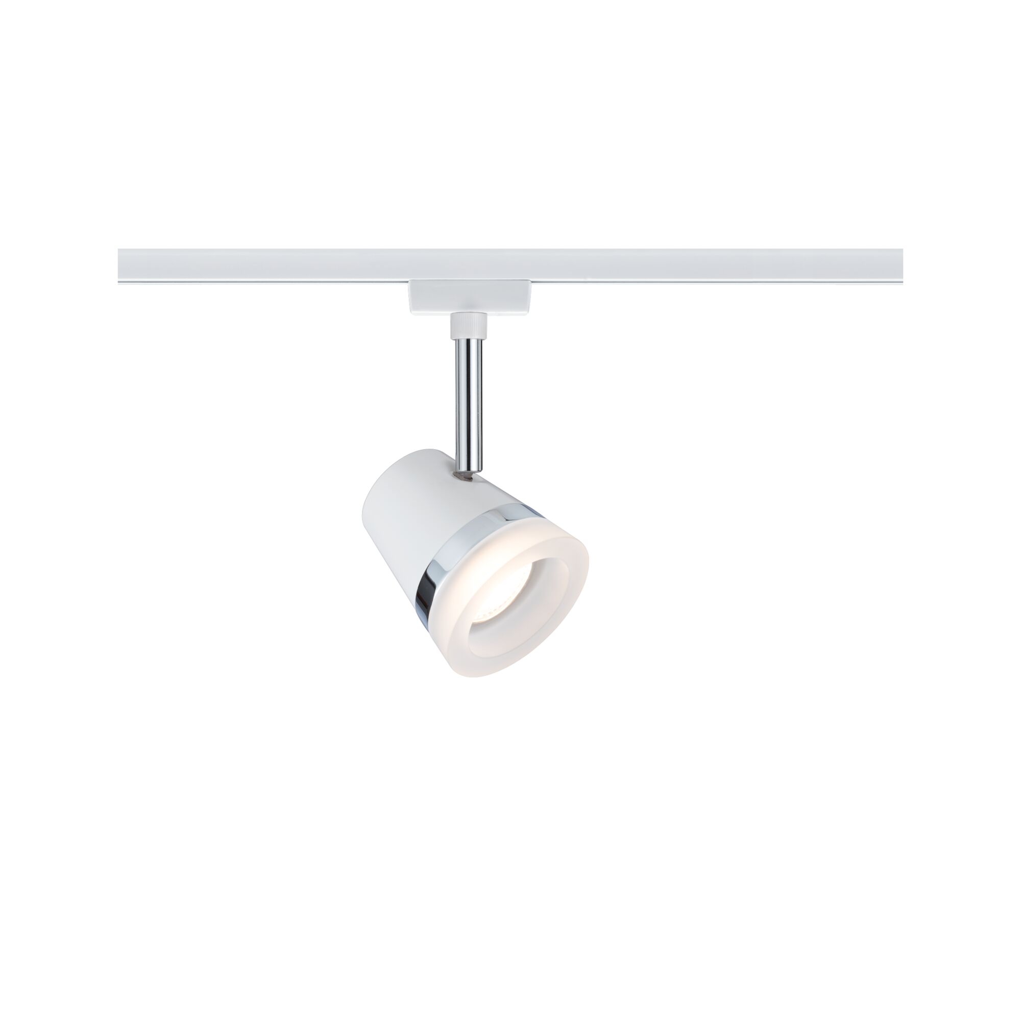 URail Spot sur rail Produits de deuxième choix Cone GU10 max. 10W gradable 230V Blanc/Chrome Projecteur LED blanc moderne avec accents chromés et système sur rail pour un éclairage flexible