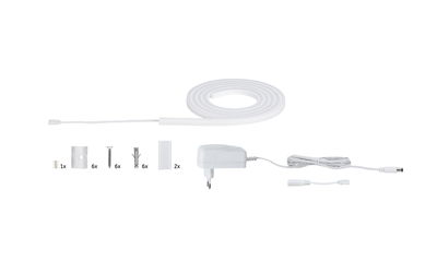 White LED neon light with power adapter and mounting kit for flexible indoor lighting accents