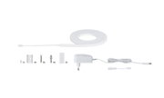 White LED neon light with power adapter and mounting accessories for flexible indoor lighting