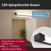 LED-Spiegelleuchte Quasar in schwarzem Aluminium mit linearer Form für moderne Badezimmerbeleuchtung