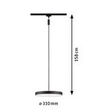 Suspension LED ronde noire en métal de 310 mm de diamètre et 158 cm de longueur pour éclairage moderne