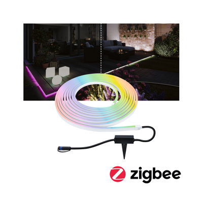 Kleurrijke LED-strip met grondpin voor tuinverlichting, dimbaar en Zigbee-compatibel