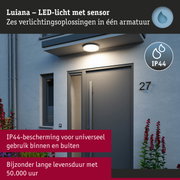 Ronde LED-buitenmuurverlichting met sensor en IP44-bescherming voor universeel gebruik bij voordeuren