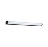 Slim white LED under-cabinet light with black frame for modern kitchen lighting