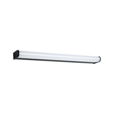 Slim white LED under-cabinet light with black frame for modern kitchen lighting