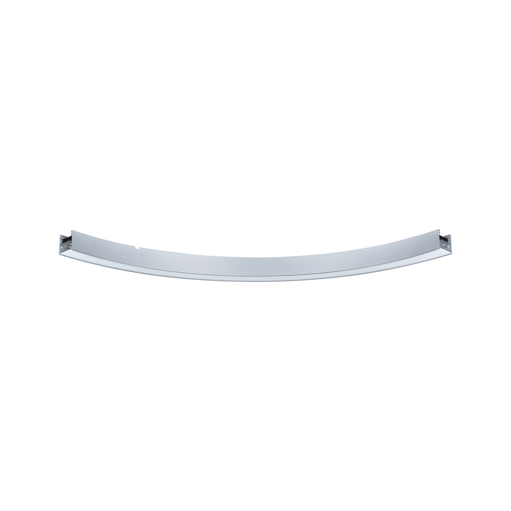 Curved silver aluminum LED panel for modern lighting applications and design.