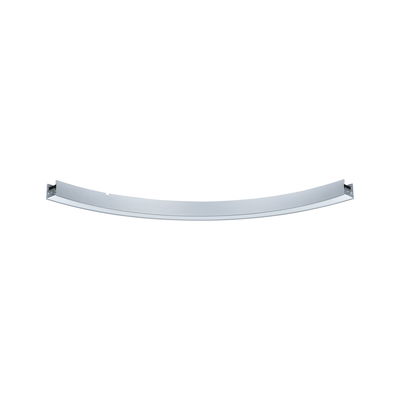Curved silver aluminum LED panel for modern lighting applications and design.