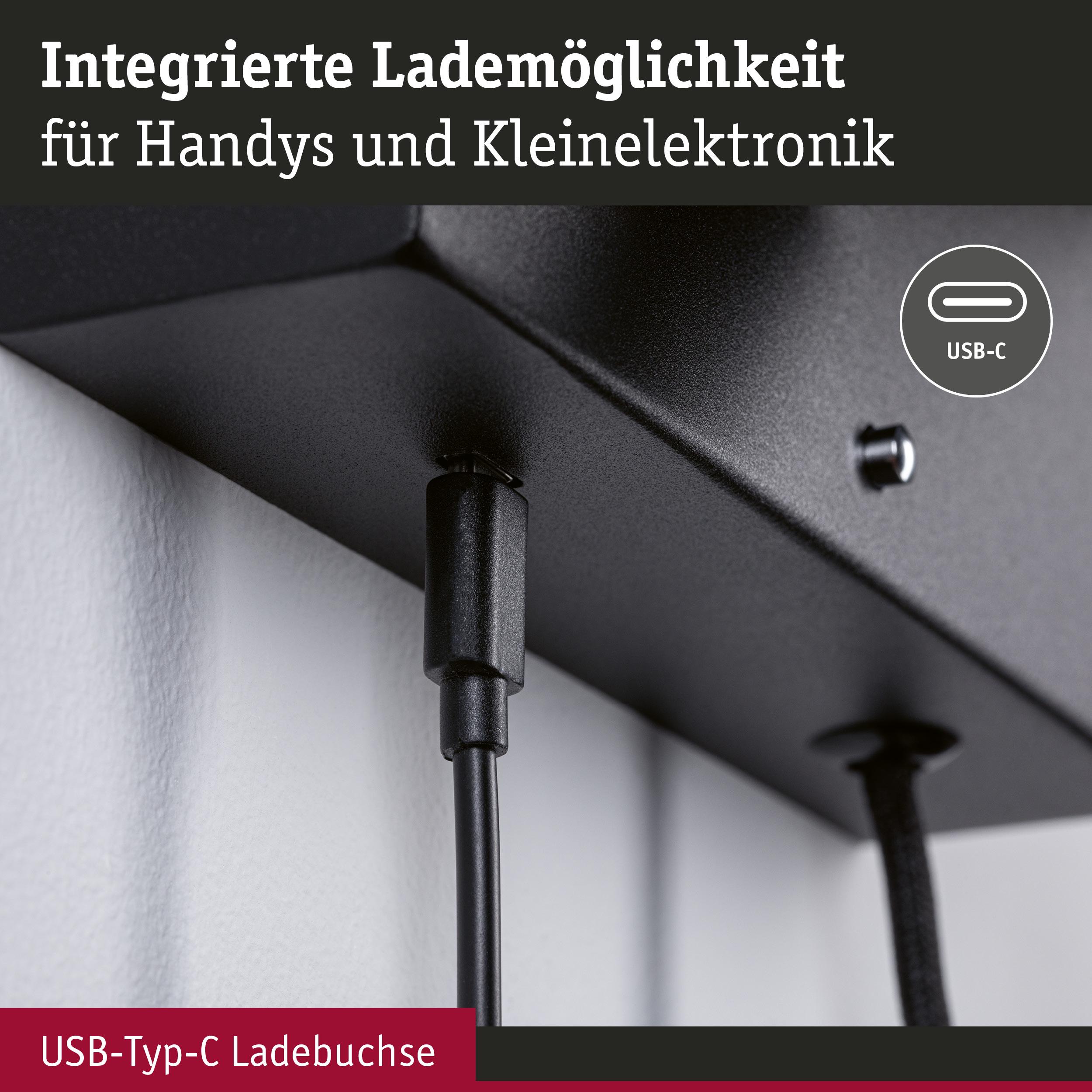 Schwarze USB-Typ-C Ladebuchse an schwarzem Gerät für Handys und kleine Elektronik mit integriertem Laden