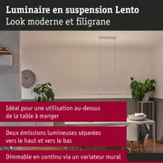 Luminaire suspendu Lento moderne en aluminium argenté avec éclairage LED dimmable au-dessus de la table