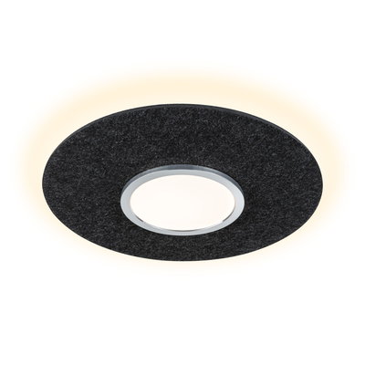 Plafonnier LED rond avec anneau en feutre noir et lumière blanc chaud pour intérieurs modernes