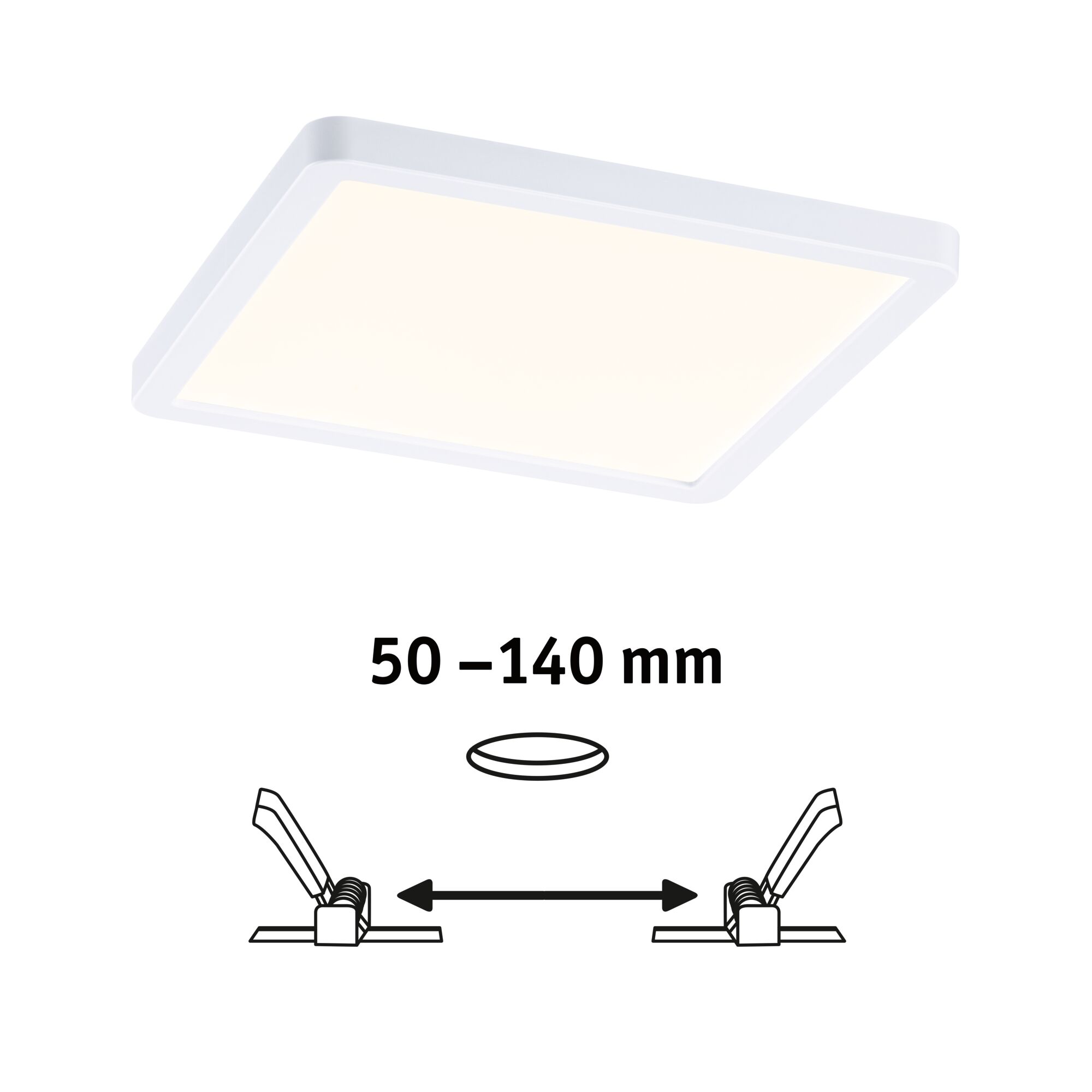 Quadratische weiße LED-Deckenleuchte mit warmweißem Licht und modernem Design für Wohnräume