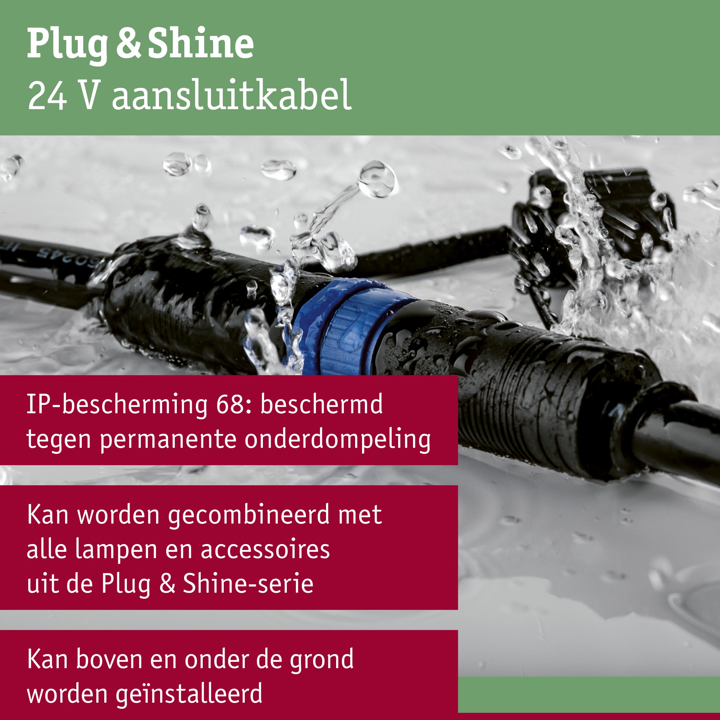 Waterdichte 24V Plug & Shine aansluitkabel met IP68 bescherming voor buiten- en grondinstallatie
