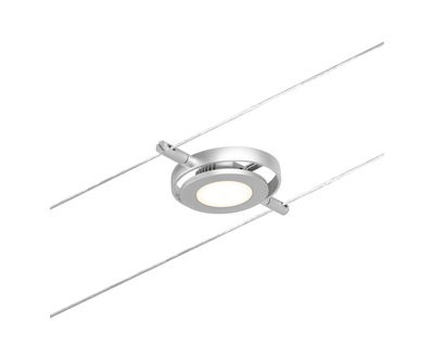 Silver metal LED cable spotlight with warm white light for modern interior lighting solutions