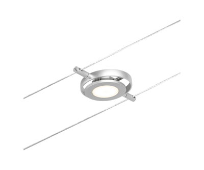 Silberne LED-Seilstrahlerleuchte aus Metall mit warmweißem Licht für moderne Raumbeleuchtung