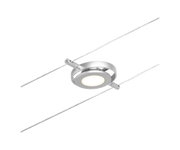 Silberne LED-Seilstrahlerleuchte aus Metall mit warmweißem Licht für moderne Raumbeleuchtung