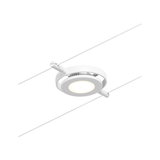 White round LED cable spotlight made of metal for modern lighting systems