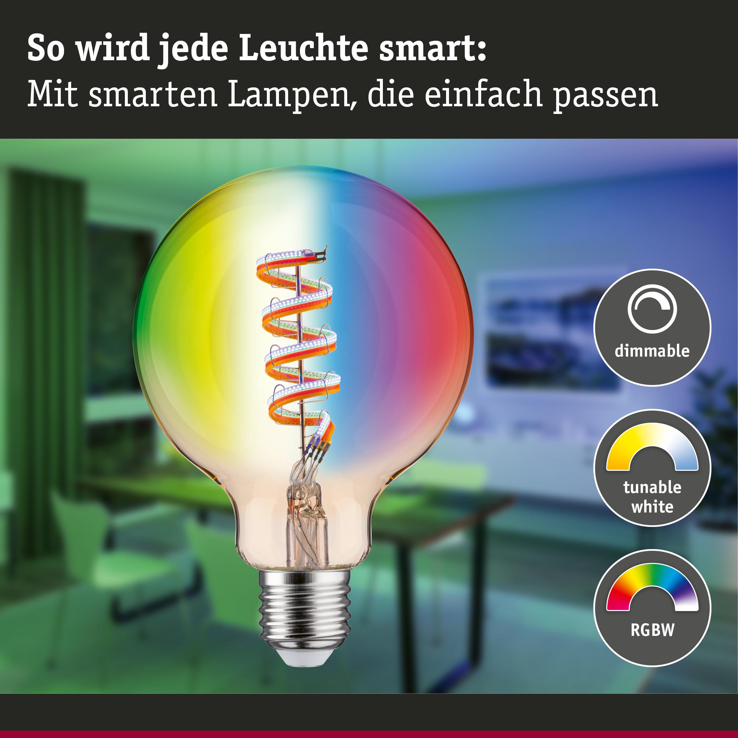 Glühbirne mit farbigem LED-Filament, dimmbar und einstellbar, für smarte Beleuchtung im Wohnraum