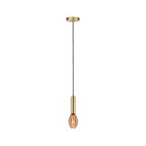 Moderne messing hanglamp met zwarte kabel en warmwitte LED-lamp voor sfeervolle verlichting thuis