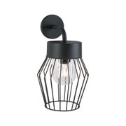 Schwarze Wandlampe aus Metall mit klarem Glas und Gitterdesign, moderne Innenbeleuchtung