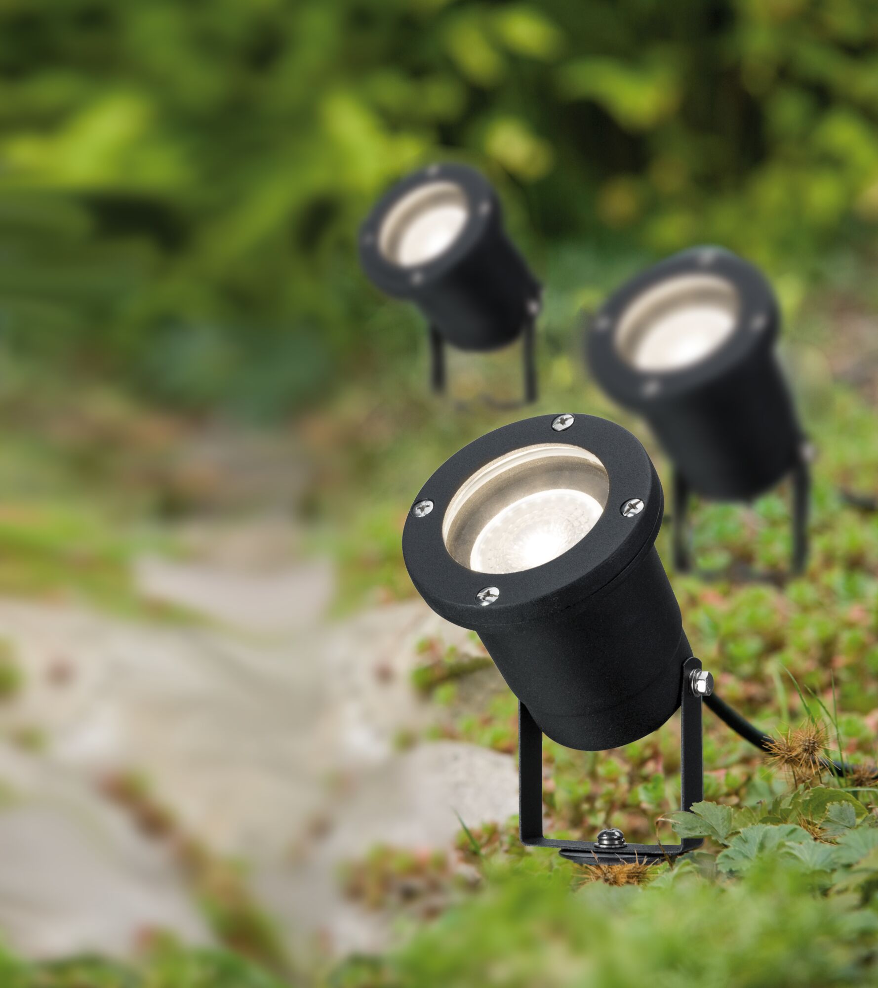 IP65 3x3,5W 230V rund 3000K Schwarz Aluminium Gartenstrahler LED 3x230lm 92mm