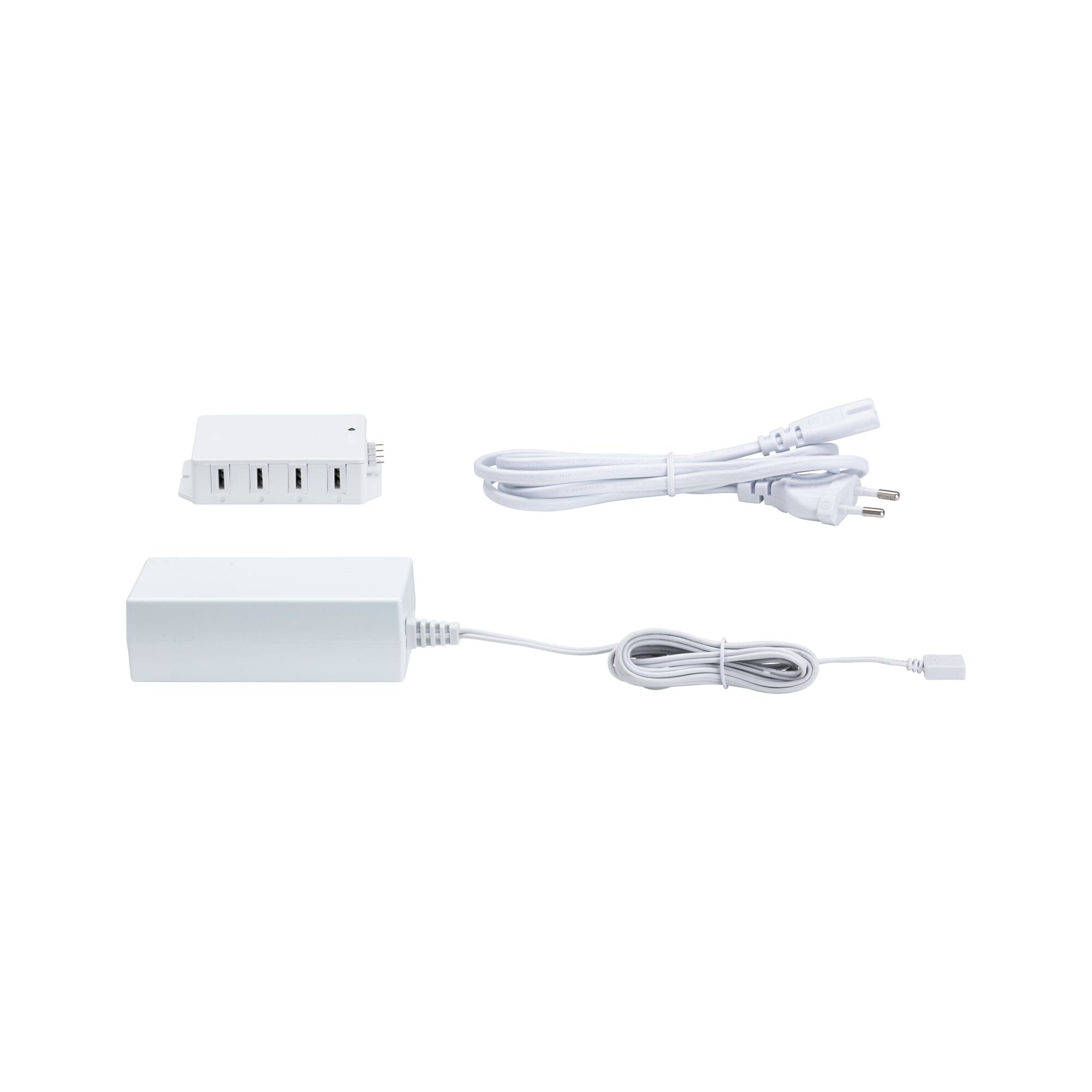 Witte LED-voeding met splitter en stroomkabel voor binnenverlichtingssystemen