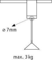 Rysunek techniczny uchwytu o średnicy 7 mm i maksymalnym udźwigu 3 kg