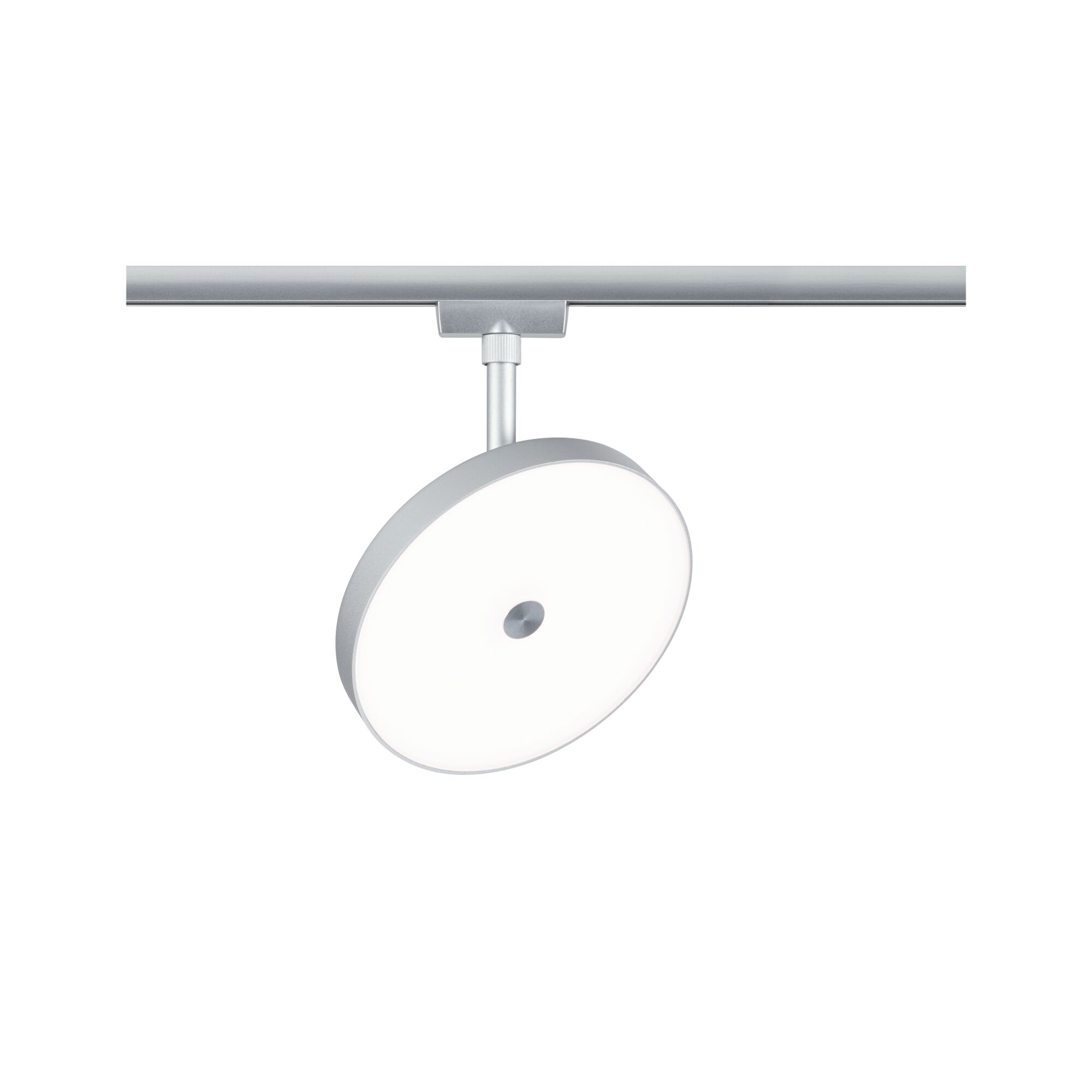 Rundes LED-Spotlicht in Silber aus Metall für Schienensystem mit blendfreiem Diffusor