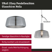 URail 2Easy Pendelleuchte Neila mit rauchfarbenem Glas und Chrom-Finish, moderne Hängelampe