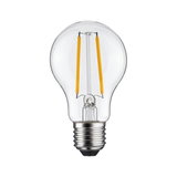 Classic LED light bulb with clear glass and silver base for energy-efficient lighting